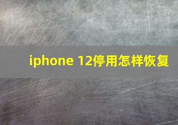 iphone 12停用怎样恢复